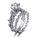 New European and American princess ring diamond set ring tree leaf engagement ring 0 null