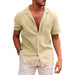 Men's Tops Casual Button Down Shirt Short Sleeve Beach Shirt Summer Mens Clothing Khaki men clothing Zimivas