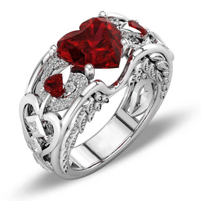 Princess Ring Heart-shaped Ruby Engagement Ring 0 null