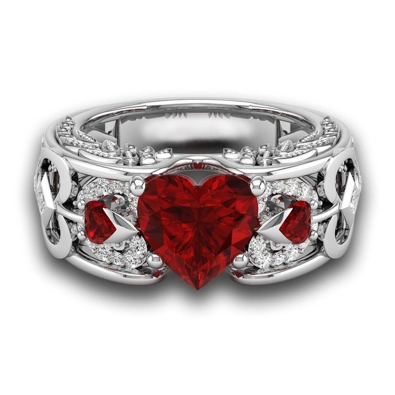 Princess Ring Heart-shaped Ruby Engagement Ring 0 null