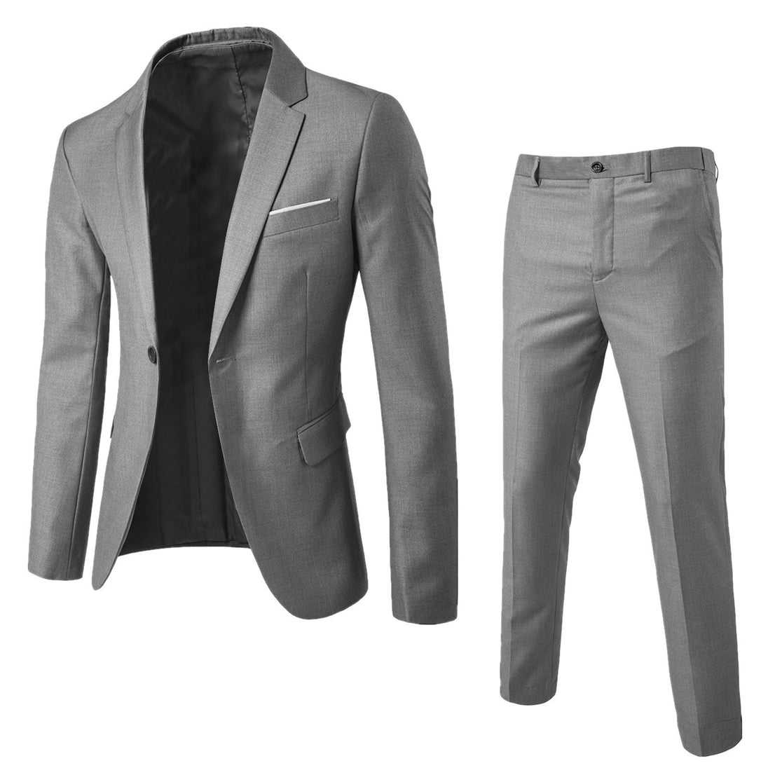 Two-piece Suit Business Professional Formal Wear Korean Slim Fit Light Gray Men Clothing Zimivas