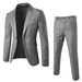 Two-piece Suit Business Professional Formal Wear Korean Slim Fit Light Gray Men Clothing Zimivas