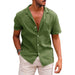 Men's Tops Casual Button Down Shirt Short Sleeve Beach Shirt Summer Mens Clothing Army green men clothing Zimivas