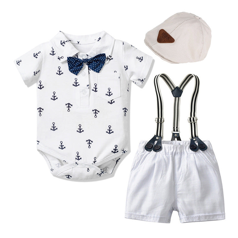 Baby Boy Gentleman Clothes Printed Triangle Romper 0 null