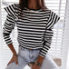 Striped round neck long sleeves Black 0 Zimivas