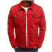 Casual Men Jacket Denim Button Shirt Rose red 0 null