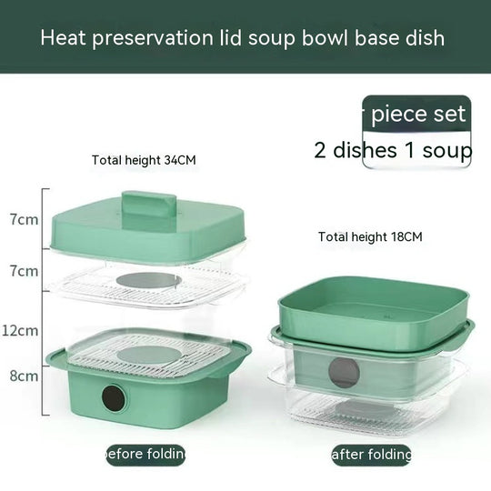 Multi-layer Dish Cover Heat Preservation Kitchen Cover Dining Table Leftover Storage Box Transparent Stack Cooking Hood Steamer B Green Kitchen Storage Zimivas