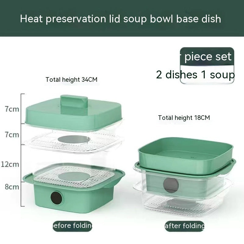 Multi-layer Dish Cover Heat Preservation Kitchen Cover Dining Table Leftover Storage Box Transparent Stack Cooking Hood Steamer B Green Kitchen Storage Zimivas