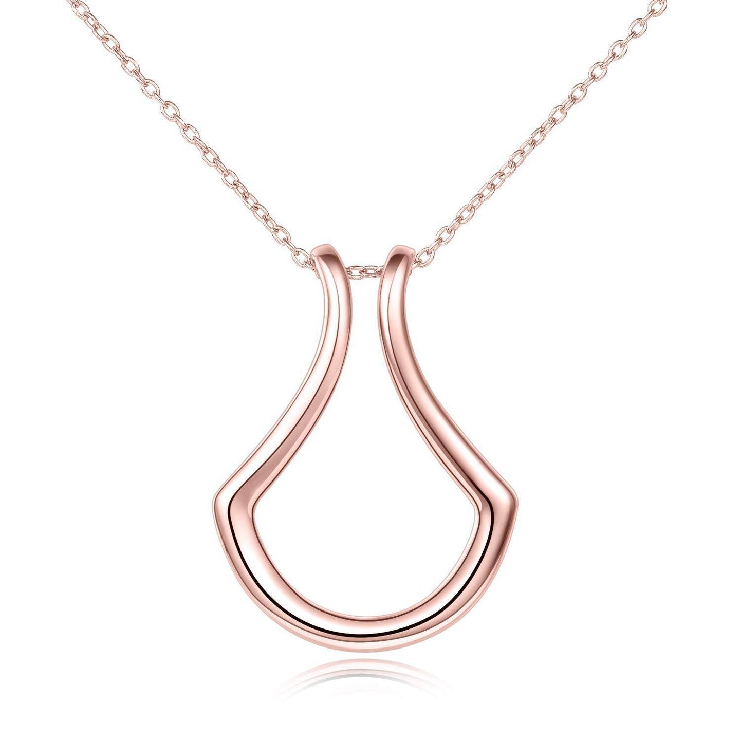 Sterling Silver Ring Holder Necklace Pendant Jewelry for Women rose gold Cable Chain 5 null