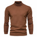 Men's Solid Color Slim Pullover Turtleneck Sweater Winter Casual Tops Clothing Flower Coffee Men Clothing Zimivas