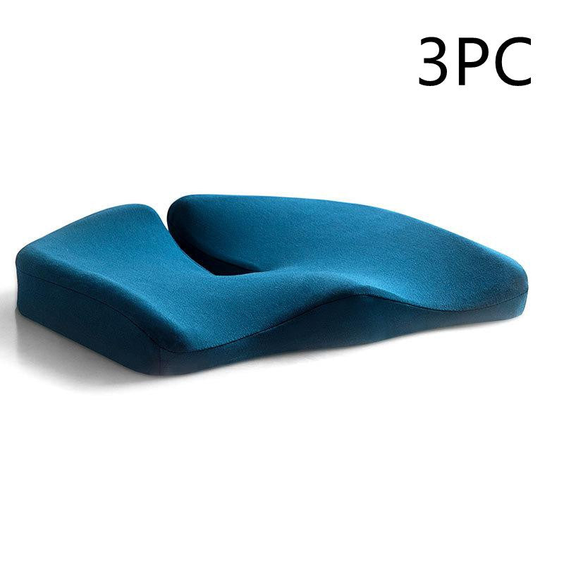 Pressure Relief Seat Cushion And Back Relief Lumbar Pillow Breathable Ass Cushion Non-Slip Wear-Resistant Office Chair Pads Lake Blue 3PCS 0 null