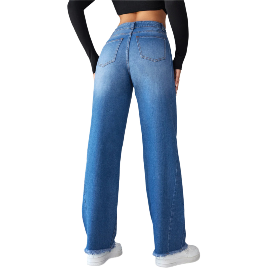 Fashion Straight Wide-leg Jeans Casual High-waist Non-elastic Womens Clothing Women Clothing Zimivas