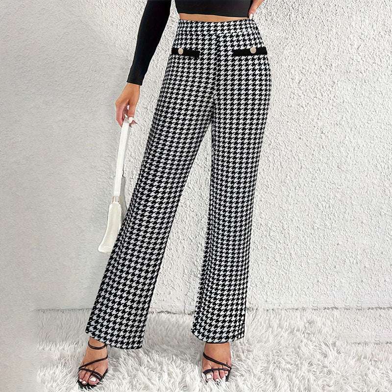 Faux Pocket Fastener Decoration Straight Wide Leg Pants Trousers 0 Zimivas