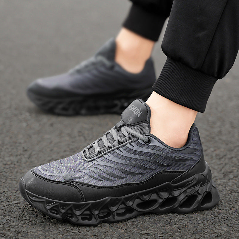 Men's Lace-up Sneakers Thick-soled Daddy Vulcanized Shoes Outdoor Running Sports Casual Shoes Black Grey shoes Zimivas