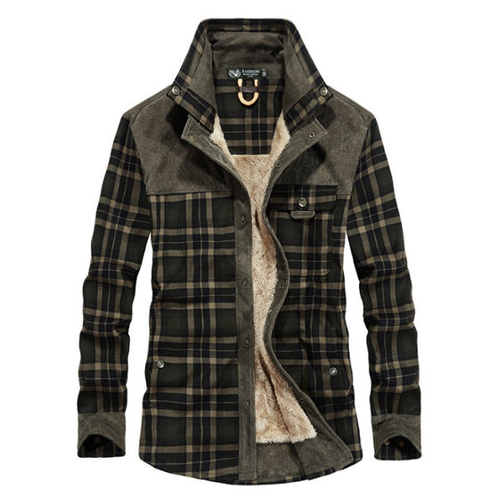 Winter Jacket Men Thicken Warm Fleece Jackets Coats Pure Cotton Plaid Jacket Military Clothes Army Green 0 Zimivas