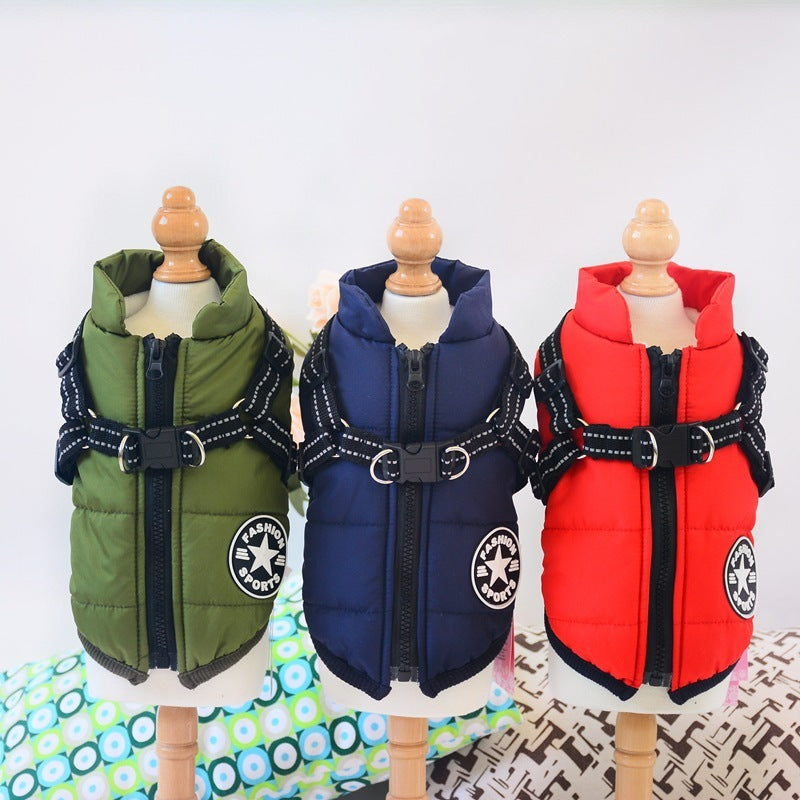 Waterproof Dog Clothes Winter Dog Coat With Harness Warm Pet Clothing Big Dog Jacket Chihuahua Labrador Coat Costume pet supplies Zimivas