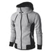 Men's Zip UP Hooded Jacket Fake Two Piece Sports Cardigan Casual Slim Sweatshirt Jacket Light grey 0 Zimivas