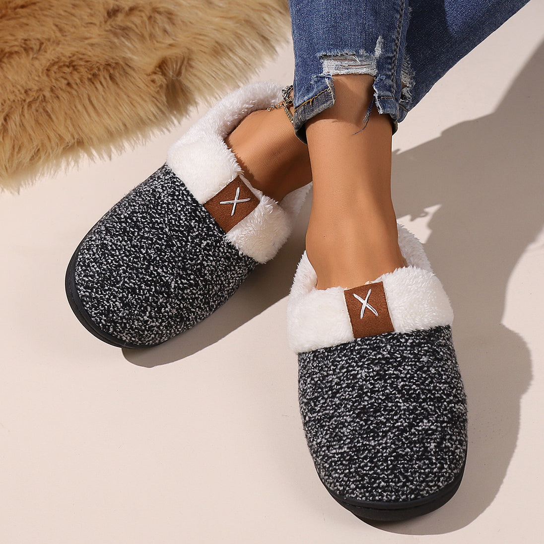 Winter Plush Slippers Fashion Thick Bottom Warm House Shoes For Women Men Indoor Floor Slipper 4 Zimivas