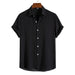 Men's Fashion Solid Color Dark Cell Short Sleeve Shirt Black Dark Plaid 0 null