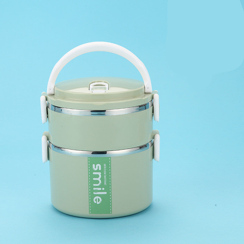 Stainless Steel Lunch Box Green 2 layers Dinning plate Zimivas