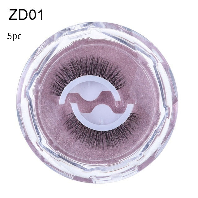 Self-adhesive Reusable Glue-free Eye Lashes With Natural Curl ZD01 5PC 0 null