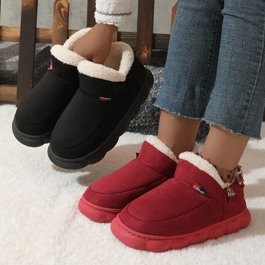 Winter Plush Cotton Shoes for Women and Men Warm Suede House Shoes For Parents Solid Color Thick-soled shoes Zimivas