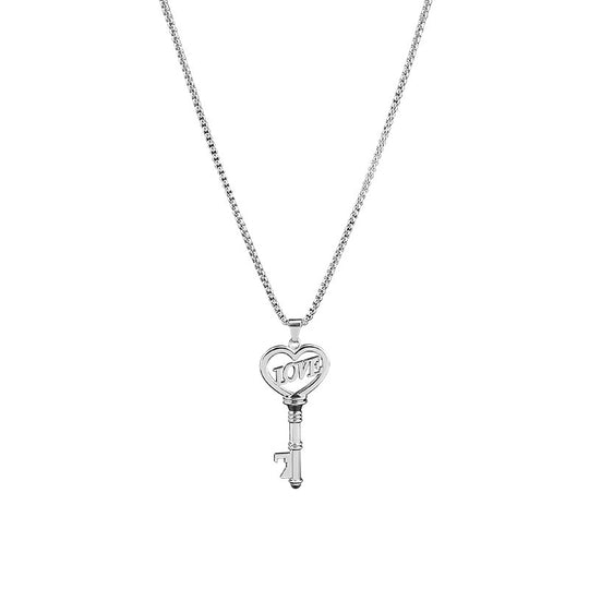 Stainless Steel Necklaces Sweet Heart Key Pendants Choker Chain Korean Fashion Jewelry For Women Jewelry Gifts 0 null