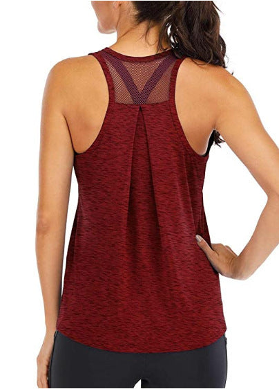 Women's loose racer mesh halter sports vest Red Women Clothing Zimivas