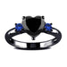 New European and American love shaped ring plated 925 silver black gold black gun color ring engagement jewelry 0 null