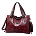 Retro Fashion Tote Casual Soft Leather Shoulder Crossbody Large Capacity Women's Bag Wine Red Bags Zimivas