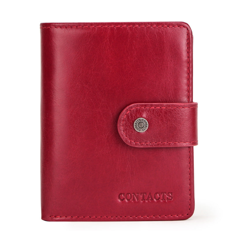 Multifunctional Men's Wallet Pure Cowhide Leather Wine red Wallet Zimivas