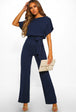 7-color Fashion Lace-up Button Short-sleeved Women's Jumpsuit Navy Blue 0 null