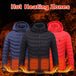 Men Heated Puffer Jacket Electric Heating Coat Insulated Hood Windbreaker 9Heat Zones Men Clothing Zimivas