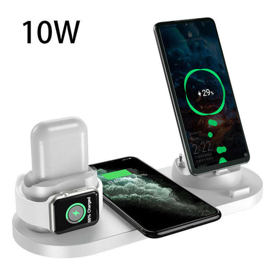 Wireless Charger For IPhone Fast Charger Phone Fast Charging Pad For Phone Watch 6 In 1 Charging Dock Station White 10w USB Charger Zimivas