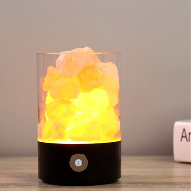 USB Crystal Light Himalayan Salt LED Lamp Black 0 null