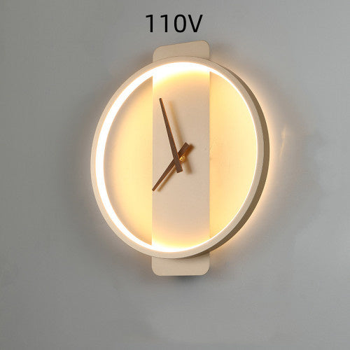 Nordic Wall Lamp Bedroom Bedside Lamp Clock Modeling Lamp Golden round style110V 0 null