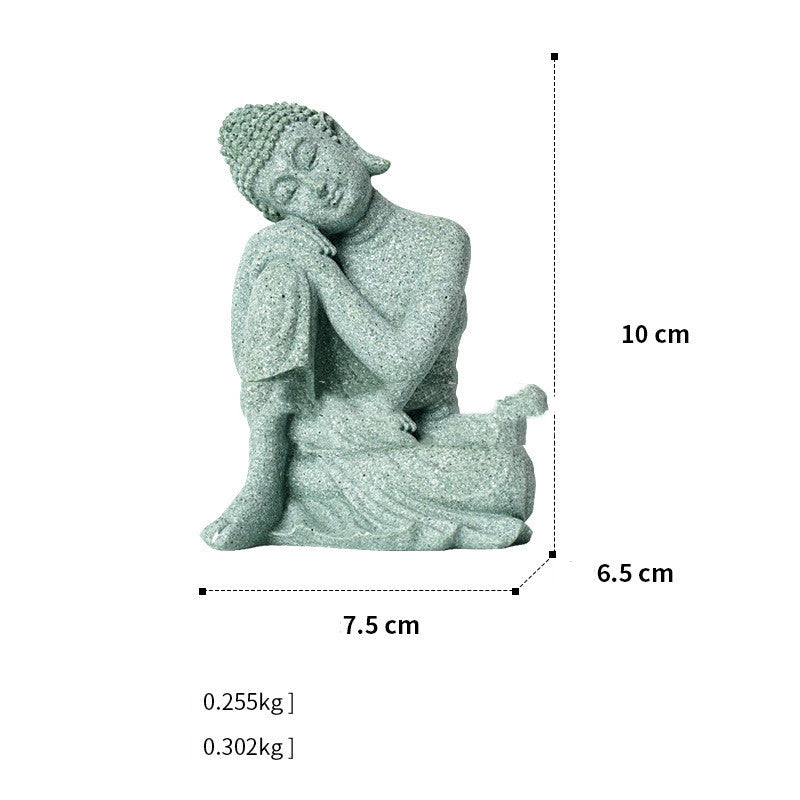 New Chinese Stone Buddha Crafts Creative Ornament Home Decor Contemplative 0 null