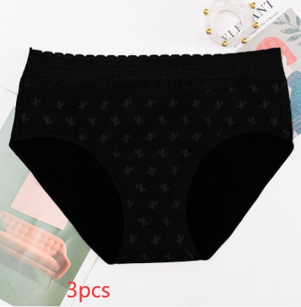 Four-layer Physiological Pants Antibacterial Bottom Gear Briefs Black 3PCS women underwear null