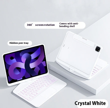 360 Swivel Keyboard Clear Case For IPad Smart Trackpad Bluetooth-compatible Keyboard Case Cover With Pen Slot White keyboard Zimivas