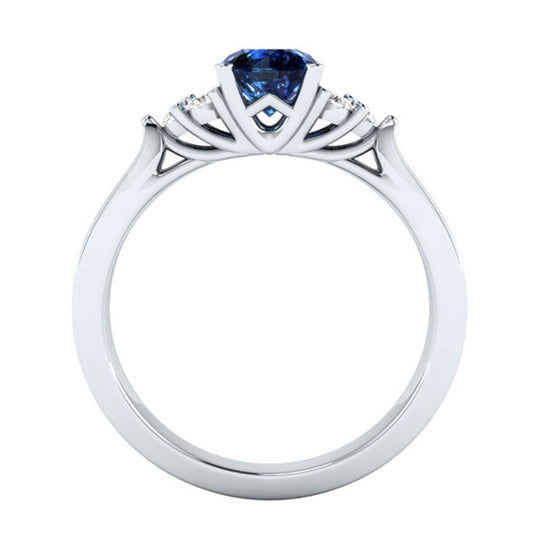 New inlaid sapphire zircon ring European and American hot-plated 925 silver princess engagement ring 0 null