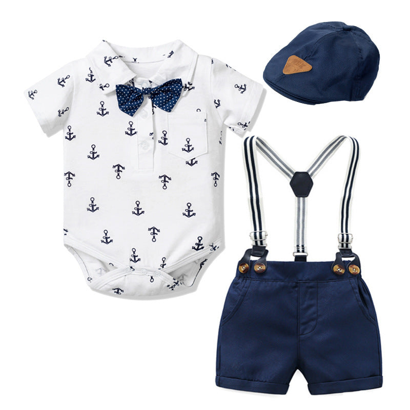 Baby Boy Gentleman Clothes Printed Triangle Romper 0 null