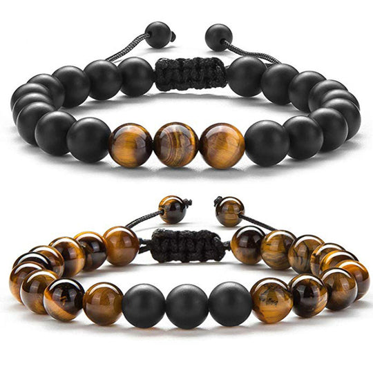 Tiger Eye Couple Bracelets Matte Black Agate Beads Bracelet 0 null