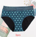 Four-layer Physiological Pants Antibacterial Bottom Gear Briefs Cactus print 3PCS women underwear null