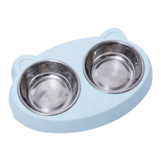 Dog Bowls Double Dog Water And Food Bowls Stainless Steel Bowls With Non-Slip Resin Station, Pet Feeder Bowls For Puppy Medium Dogs Cats Blue 5 null