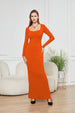 Two-in-one With Lining Double-layer Belly Contracting Hip Lifting Long Sleeve Narrow Dress Orange women clothing Zimivas