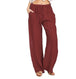 Women's Casual Cotton And Linen Loose Yoga Pants Wine Red 0 Zimivas