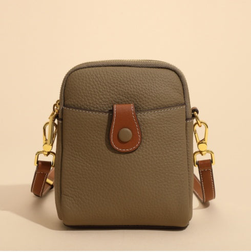 Lychee Pattern Mobile Phone Bag Small High Quality Leather Crossbody Bags For Women Wallet Khaki Bags Zimivas