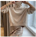 Women's Long-sleeved Pullover Solid Color Sweater Khaki One Size 0 null