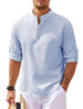 Men's Casual Shirt Long Sleeve Stand Collar Solid Color Shirt Mens Clothing Blue men clothing Zimivas