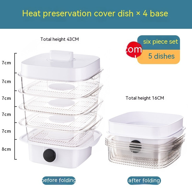 Multi-layer Dish Cover Heat Preservation Kitchen Cover Dining Table Leftover Storage Box Transparent Stack Cooking Hood Steamer D White Kitchen Storage Zimivas